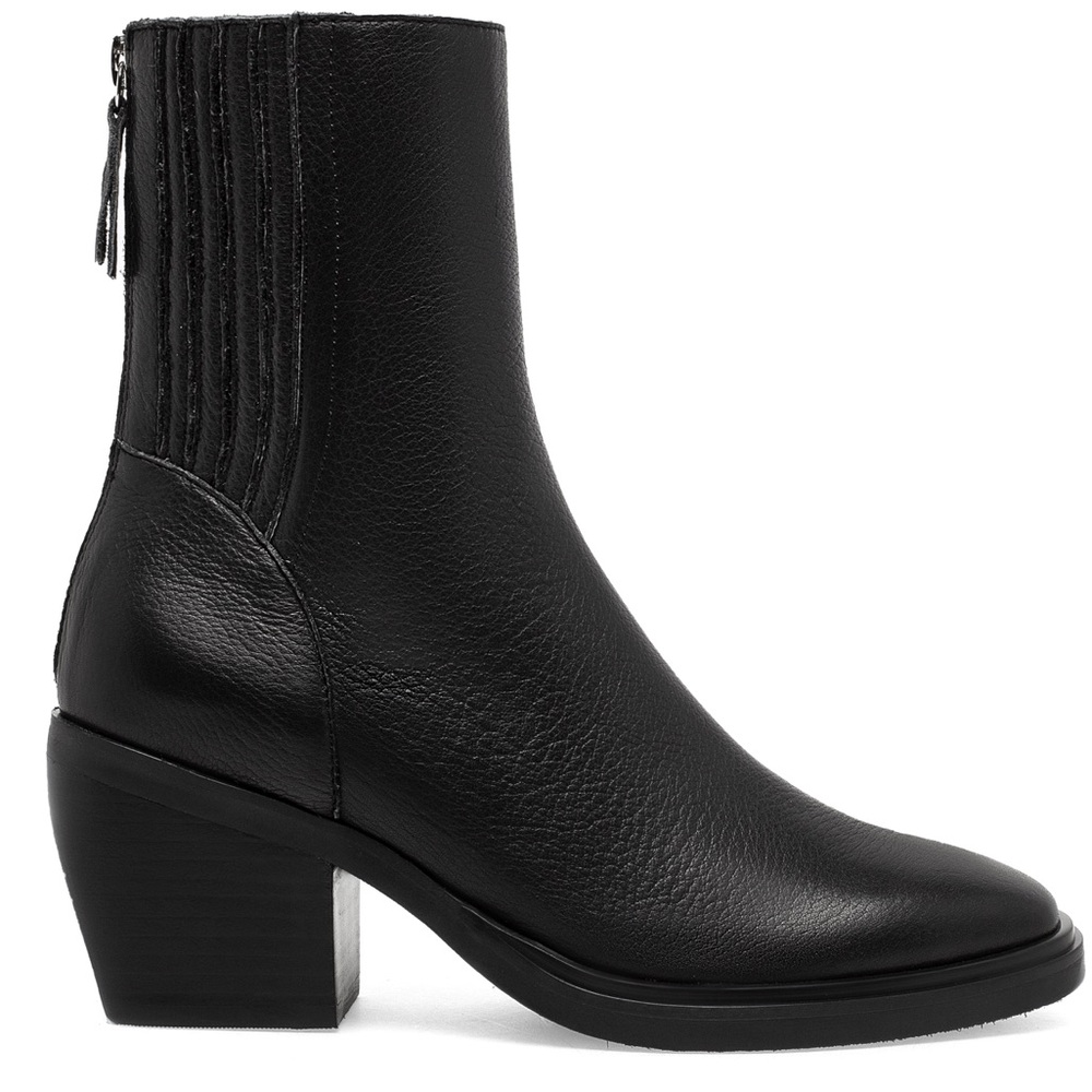 Silent D Anthropologie Teach Bootie Black Leather square toe size 41 US 10.5